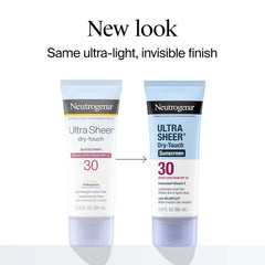 Neutrogena Ultra Sheer Dry-Touch Sunscreen For Face & Body, SPF 30 Broad Spectrum UVA/UVB Protection, Lightweight Water Resistant & Non-Greasy, Travel Size Sunscreen, 3 fl. oz (Pack of 3)